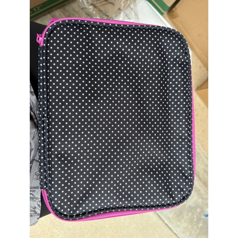 Bag & Carry Polka‎ Dot Hanging Toiletry Bag Travel Organizer Black Pink NWT